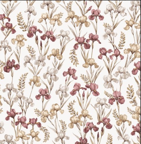 Pamutvászon textil - 160 cm / Írisz virág mintás 