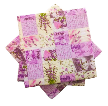 Pamut borítású székpárna - ülőpárna 35x35x2  cm / Levendula Vintage patchwork mintás