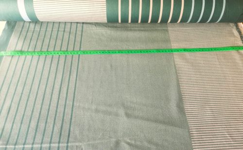 100% pamutvászon textil / Zöld szürke csíkos - 160 cm széles