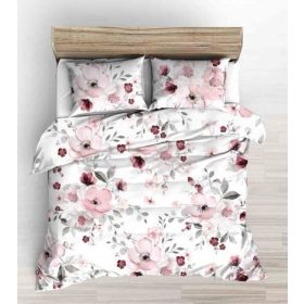   5 részes kétszemélyes ágynemű huzat garnitúra - 200x220 cm / mályva cseresznyevirág mintás