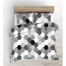   3 részes ágynemű szett 140x200 cm /szürke - fehér léggömb mintás
