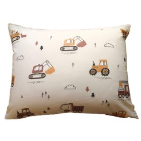   Pamut kispárna huzat - 40x50 cm / bézs - barna munkagép mintás