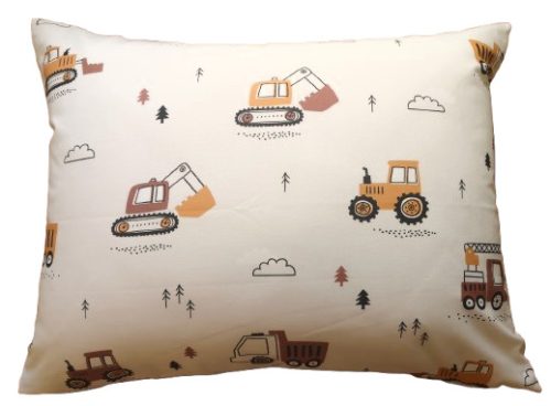 Pamut kispárna huzat - 40x50 cm / bézs - barna munkagép mintás