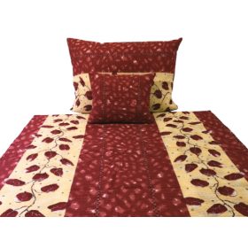   Krepp 3 részes ágynemű garnitúra huzat extra hosszú 140x220 cm / terrakotta - nap sárga levél mintás