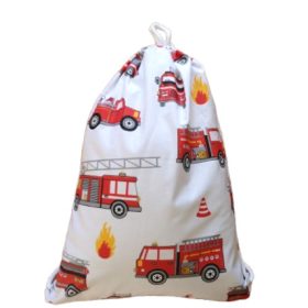 Fehér alapon tűzoltó mintás tornazsák - 30x40 cm