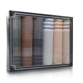 Férfi textilzsebkendő 6 db díszdobozban