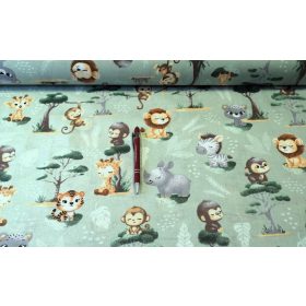  Pamutvászon textil - 160 cm / szafari bébik - pasztell zöld