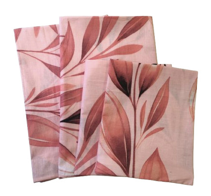 4 db-os pamut párnahuzat szett / rózsaszín levél mintás