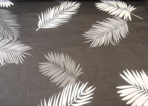 Mintás Microfiber ( mikroszálas ) textil - méteráru 165 cm / szürke páfrány levél mintás