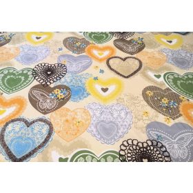   Mintás Microfiber ( mikroszálas ) textil - méteráru 165 cm / színes szív mintás