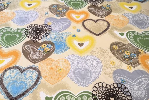 Mintás Microfiber ( mikroszálas ) textil - méteráru 165 cm / színes szív mintás