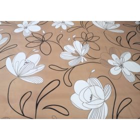   Mintás Microfiber ( mikroszálas ) textil - méteráru 165 cm / világosbarna virágos