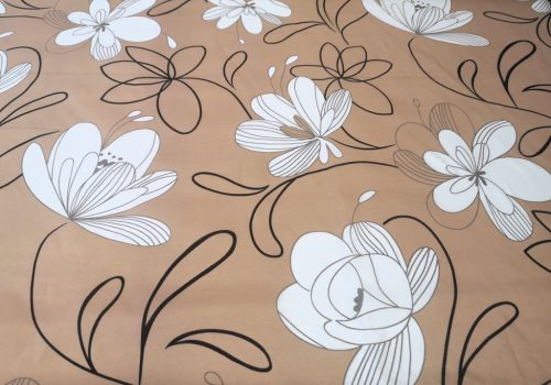 Mintás Microfiber ( mikroszálas ) textil - méteráru 165 cm / világosbarna virágos