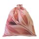Rózsaszín leveles pamut textil zsák - 30x30 cm