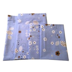   4 db-os pamut párnahuzat szett / világoskék szolid virág mintás