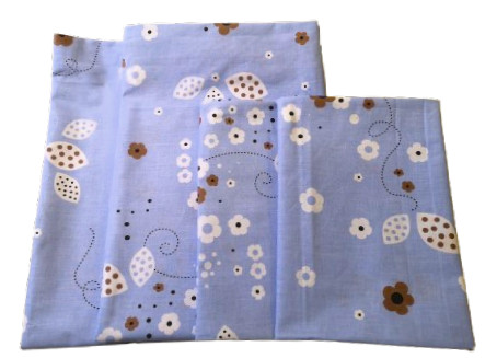 4 db-os pamut párnahuzat szett / világoskék szolid virág mintás