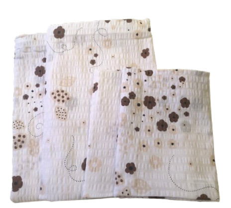 Krepp Párnahuzat Szett - 4db-os / fehér alapon barna - bézs apró virágos