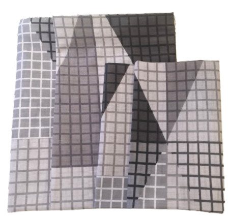 4 db-os pamut párnahuzat szett ( 2 nagypárna + 2 kispárna ) - szürke kockás