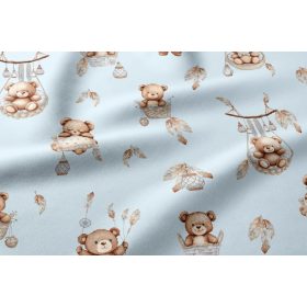   Pasztell kék alapon maci - álomfogó mintás pamutvászon textil - 160 cm 