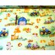 Pamutvászon textil - 160 cm / halványzöld alapon farm állatok - kék traktor mintás