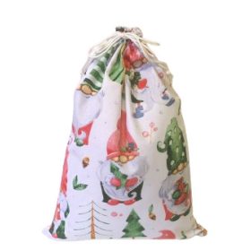   Textil Mikulás zsák - ajándék tasak - 25x35 cm / színes karácsonyi manó mintás