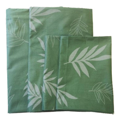 4 db-os pamut párnahuzat szett / pasztell zöld levél mintás