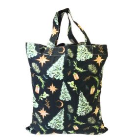  Karácsonyi textil táska - 35x45 cm / Sötétzöld ezüstfenyő mintás 