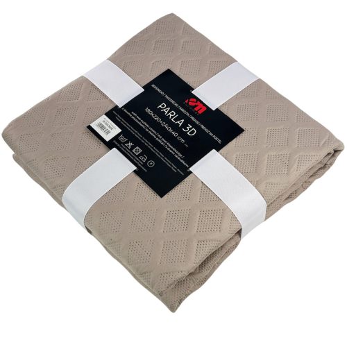 3 részes ágytakaró szett díszpárna huzattal - 220x240 cm + 2 db 40x40 cm / bézs rombusz mintás