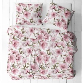    3 részes pamut ágynemű huzat szett - 140x200 cm / cseresznyevirág mintás ágynemű