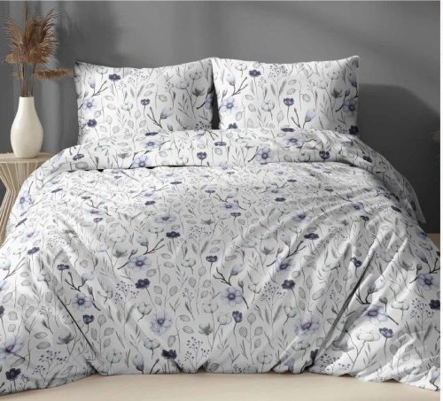 5 részes kétszemélyes ágynemű huzat garnitúra - 200x220 cm / kék virág mintás