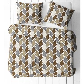 3 részes pamut ágynemű huzat szett - 140x200 cm / modern barna - szürke  grafikai mintás
