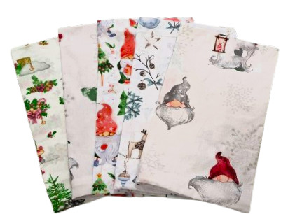 Karácsonyi kispárna huzat csomag - 5 db -os / Kislány  - manó mintás