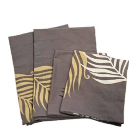   4 db-os pamut párnahuzat szett / szürkésbarna levél mintás