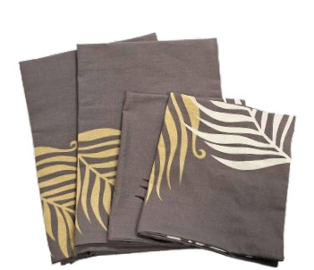 4 db-os pamut párnahuzat szett / szürkésbarna levél mintás