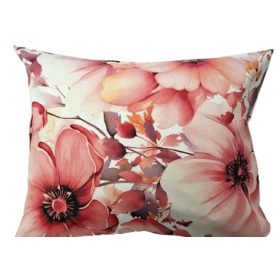  Pamutszatén kispárna huzat - 40x50 cm / rózsaszín árnyalatú virág mintás