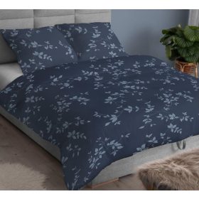   Kék levél mintás pamutszatén ágynemű 3 részes 140x200 cm