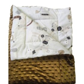 Barna munkagép mintás kétoldalas baba takaró 75x 100 cm