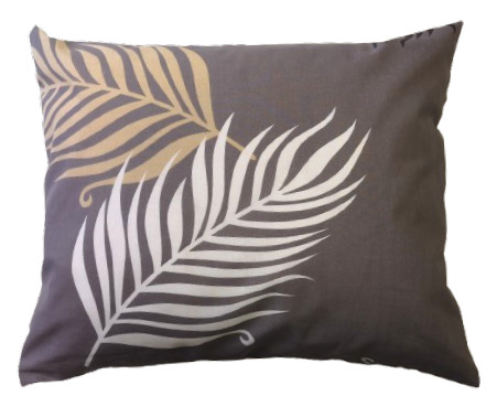 Pamut kispárna huzat - 40x50 cm / szürke alapon pálmalevél mintás