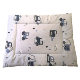   Lapos ovis kispárna - 38x480cm / kékes szürke munkagépes elfordított mintás