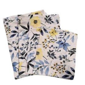 4 db-os pamut párnahuzat szett / kék - sárga virág