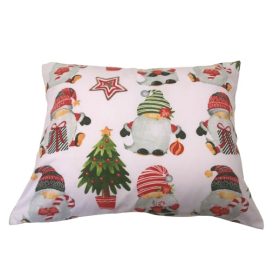   Karácsonyi pamut kispárna huzat -40x50 cm / piros - zöld sapkás manó