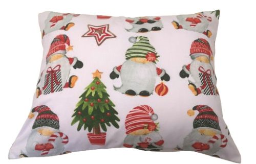 Karácsonyi pamut kispárna huzat -40x50 cm / piros - zöld sapkás manó