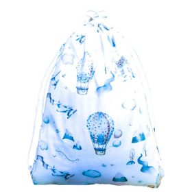   Repülő - hőlégballon mintás ovis gyerek tornazsák - 30x30 cm Fehér alapon