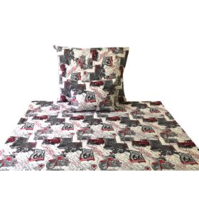    3 részes ágynemű pamut garnitúra huzat - 140x200 / veterán jármű mintás