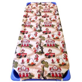   Töltött gumifüles lepedő óvodai fektetőre - Cuki Tűzoltó állatok mintával - 55x130 cm
