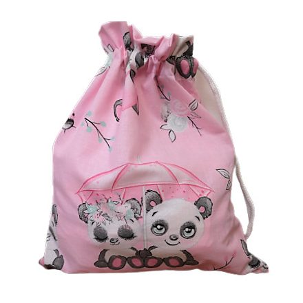 Vászon tasak - rózsaszín panda mintás - 30x30 cm