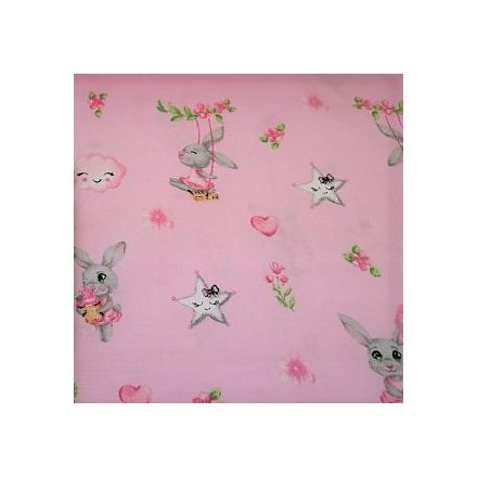 Rózsaszín nyuszilány mintás textil szalvéta - 30x30 cm
