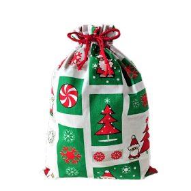 Tartós Textil Télapó zsák - Ajándék tasak / Piros - zöld Képeslap mintás - 23 x 35 cm
