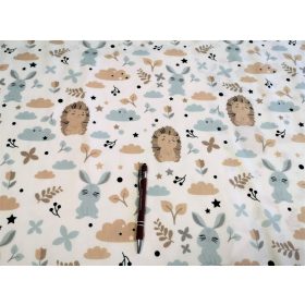 Pasztell süni - nyuszi mintás pamutvászon textil - 160 cm