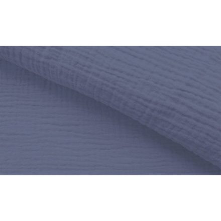 Dupla géz / Muszlin textil - 155 cm - farmerkék színű